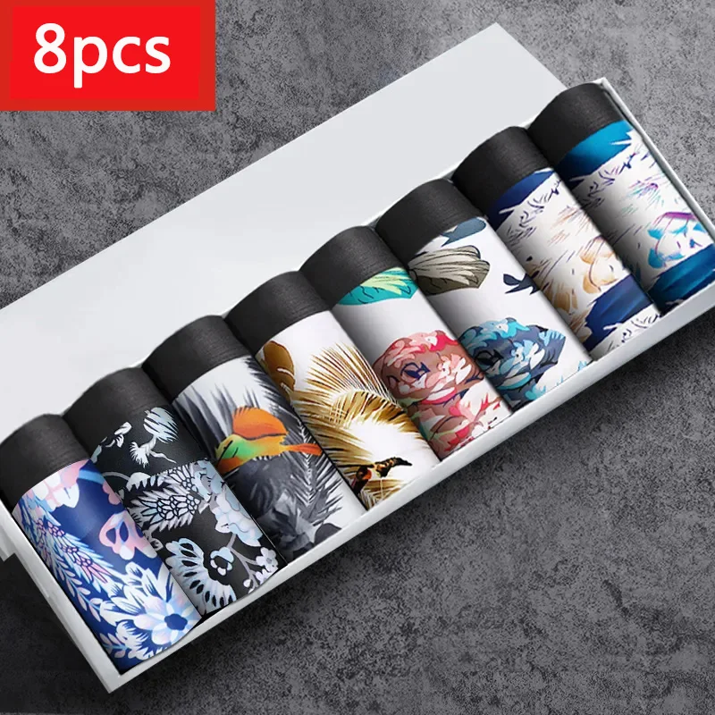 Men's Ice Silk Underwear Boxers In Summer Breathable Ultra-thin Waist Young Students Plus Size Boxer Shorts