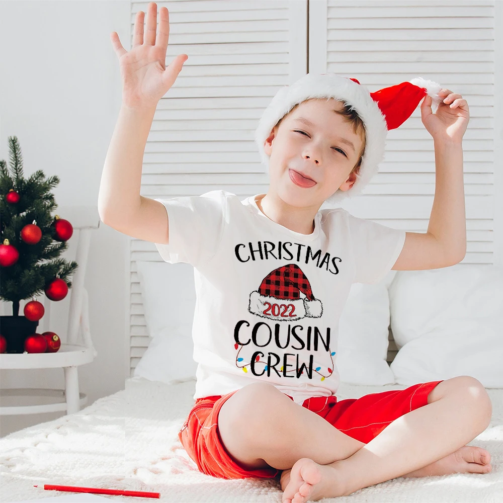 

Christmas 2022 Cousin Crew T-shirt Kids Boys Girls Christmas Day Clothes Family Looks Brother Sister Cool T Shirts Sibling Tops