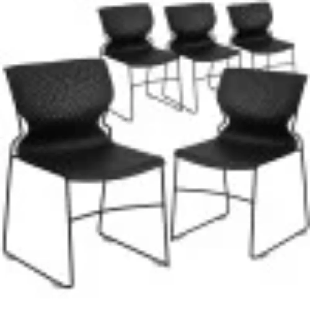 

Flash Furniture 5 Pack HERCULES Series 661 lb. Capacity Black Full Back Stack Chair with Black Powder Coated Frame