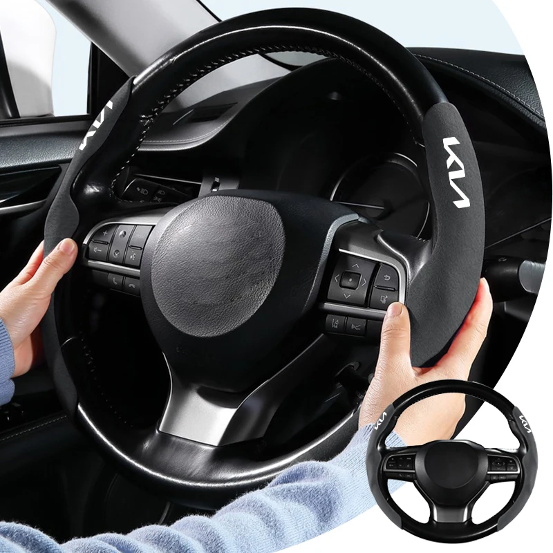 New Suede Car Steering Wheel Cover For Kia KN Ceed Sportage Picanto Cerato Seltos Soul Rio 2 3 4 5 X Line 2011-2014 Funda Volan