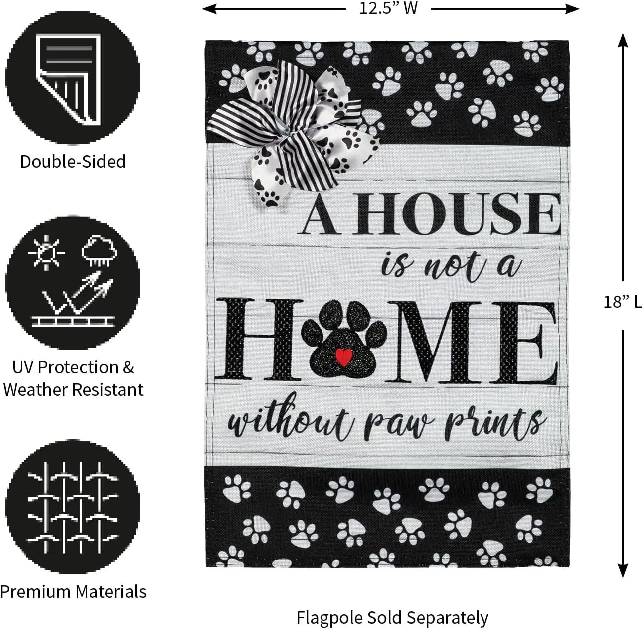 Вечнозеленый флаг с принтами лап Садовый из мешковины | Добро пожаловать садовый