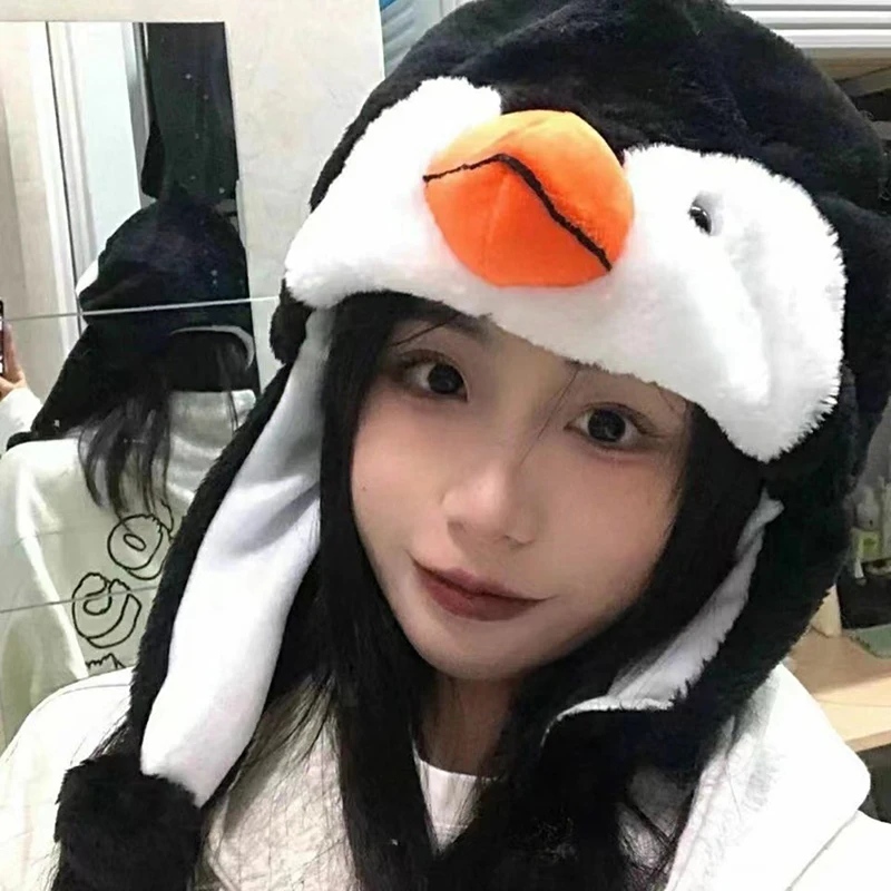 

1PC Penguin Ear Protection Cap Kt Cat Ferrule Couple Cap Student Hat Winter Cute Cap Cycling Cap