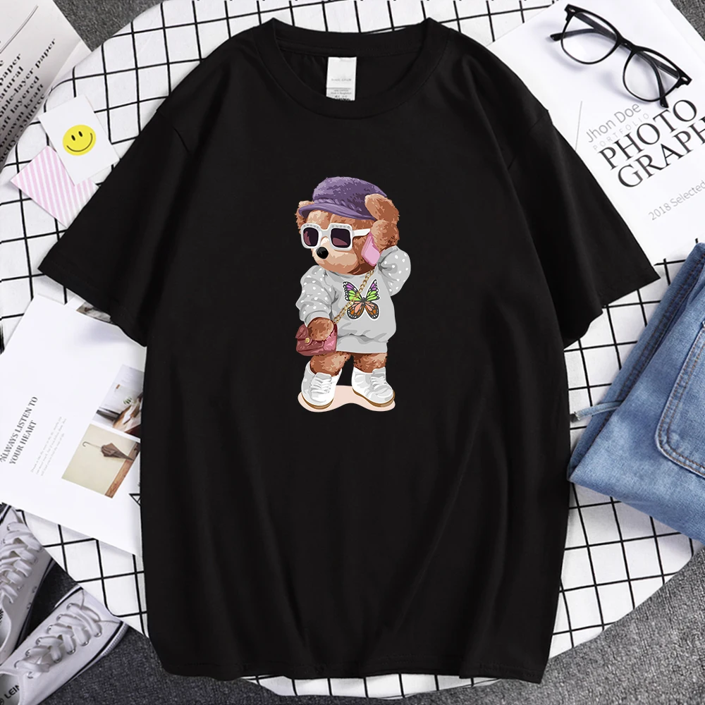 

Fashion Ms Bear High Quality Printing T Shirt Men'S Cotton Street Tshirt Casual Brand Clothing Vintage S-Xxxl Mens Tee Shirts