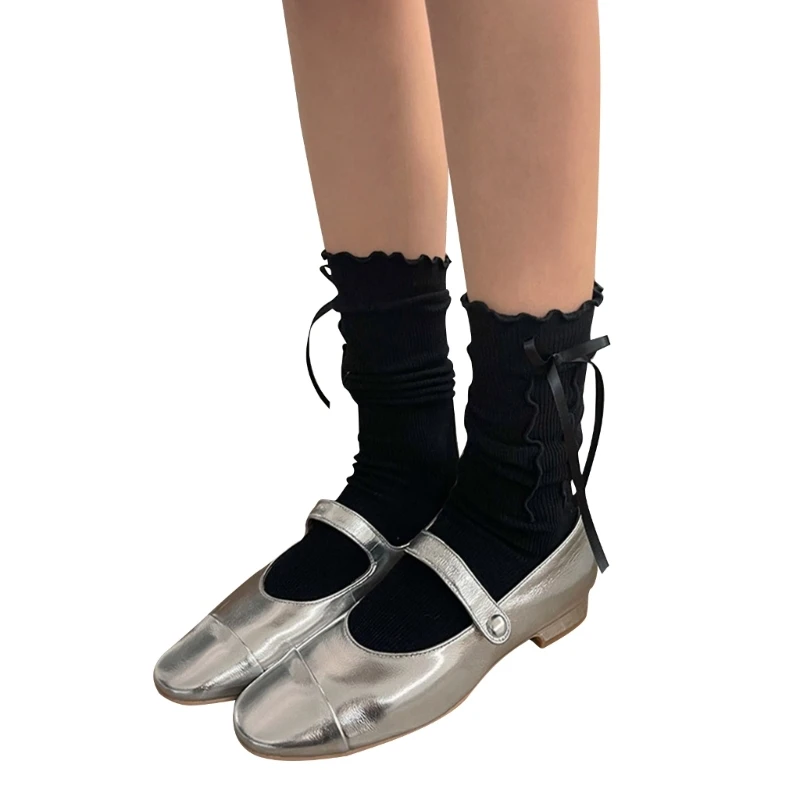 

Ruffle Turn Cuffs Summer Socks Loose Socks Japanese Bowknot Boot Sock