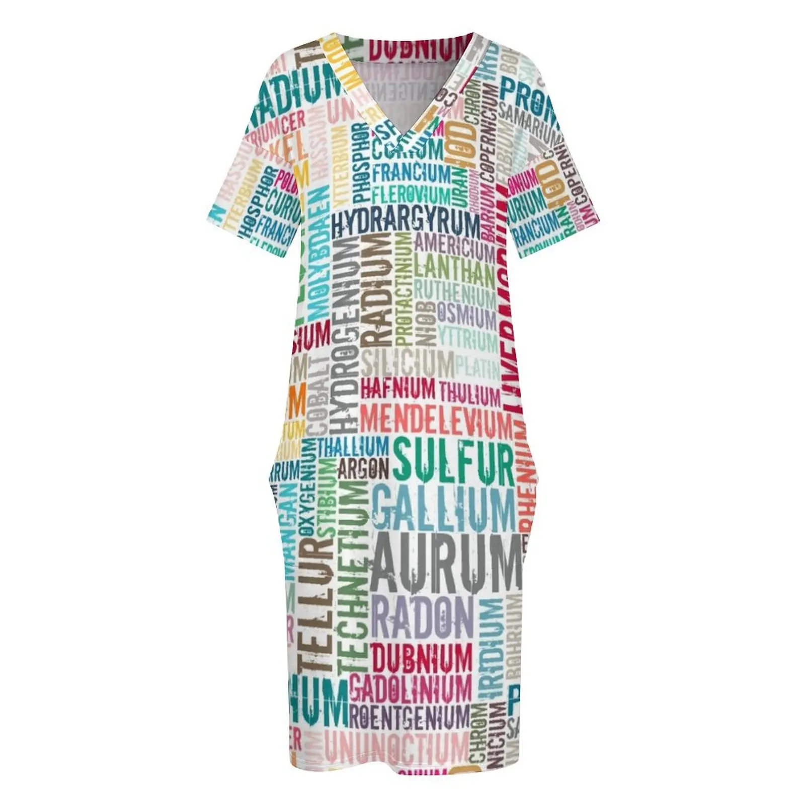 Chemische Elemente в Farbe... Свободное платье с карманами вечерние женские платья для особых