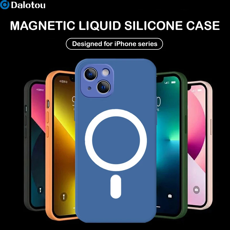 

Роскошный Магнитный чехол для Magsafe с беспроводной зарядкой для iPhone 14 13 12 11 Pro Max X XS XR 7 8 Plus SE 2020, чехол из жидкого силикона