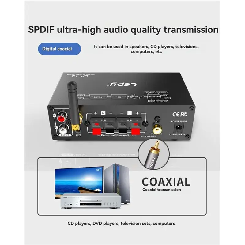 Lepy LP-T2 Hi-Fi аудиоусилитель 2-канальный Bluetooth 5,1 мини-усилитель мощности для доманаружнойгаражатеатра EU PLUG-AB01 (art.: 3920d2df269a5) - 3920d2df269a5