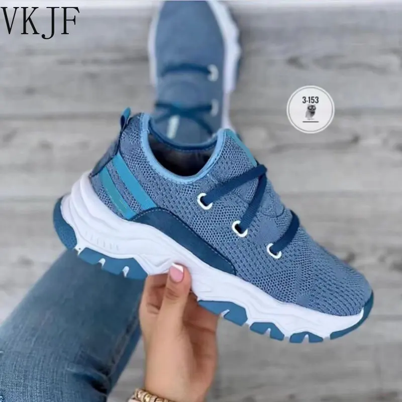 

2023 Summer New Women's Fashion Breathable Sneakers Casual Lace Up Flat Brand Design Increased Vulcanized Outdoor Running Shoes