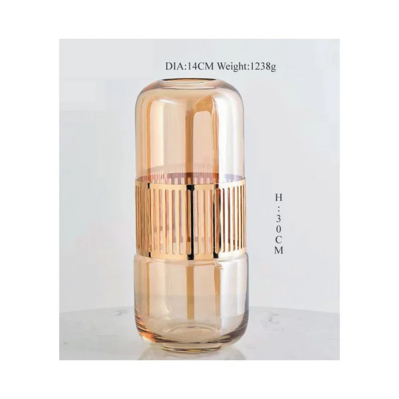 

Лидер продаж, уникальные золотые металлические кольца, янтарные дизайнерские цветочные вазы для домашнего декора