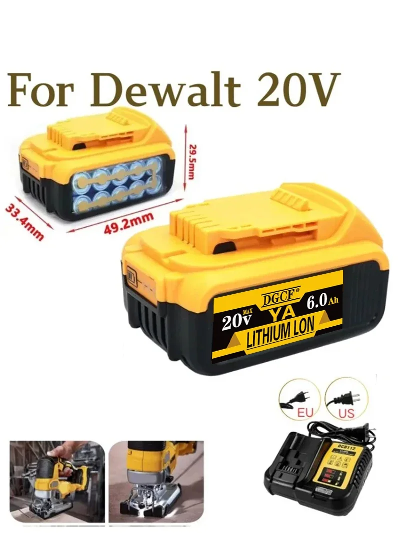 100% оригинал 20 В 6 0 Ач для Dewalt DCB180 DCB181 DCB182 DCB201 DCB206 литий-ионный аккумулятор прямая
