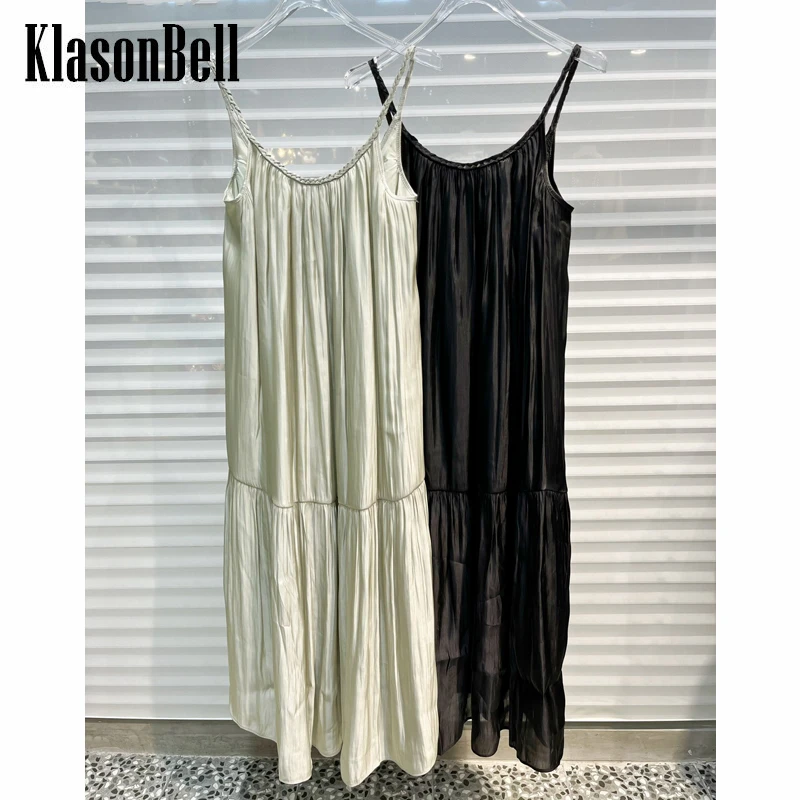 7.13 KlasonBell Temperament Backless Braided Suspender Loose Midi Dress Women