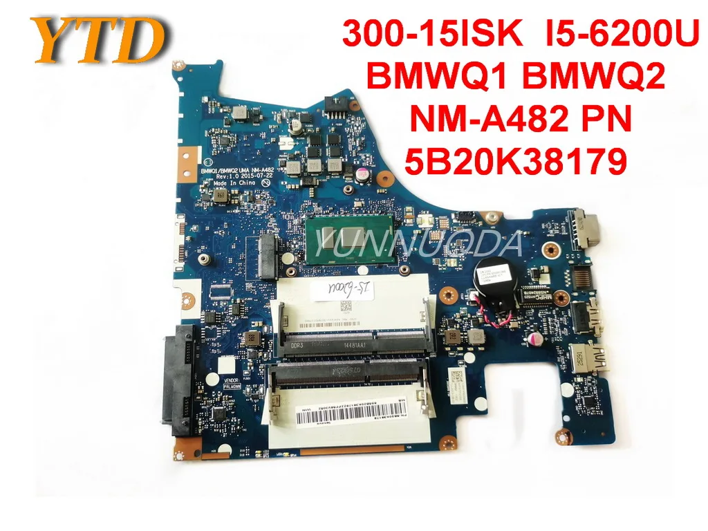 

Оригинальная материнская плата для ноутбука Lenovo 300-15ISK 300-15ISK I5-6200U BMWQ1 BMWQ2 NM-A482 PN 5B20K38179 протестирована хорошая бесплатная доставка