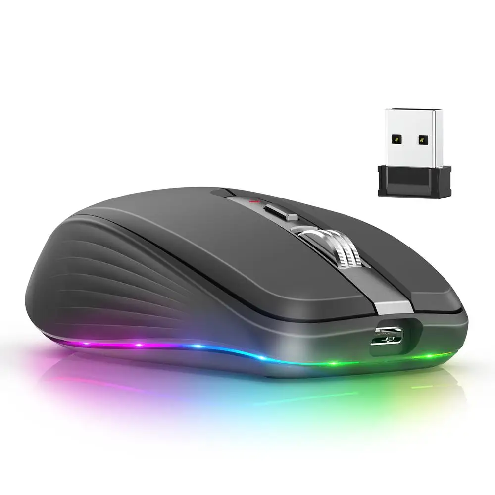 Wireless Gaming Mouse 2.4g Bluetooth-compatible 5.1 Dual-mode 2400dpi Mute Computer Mouse For Game Office