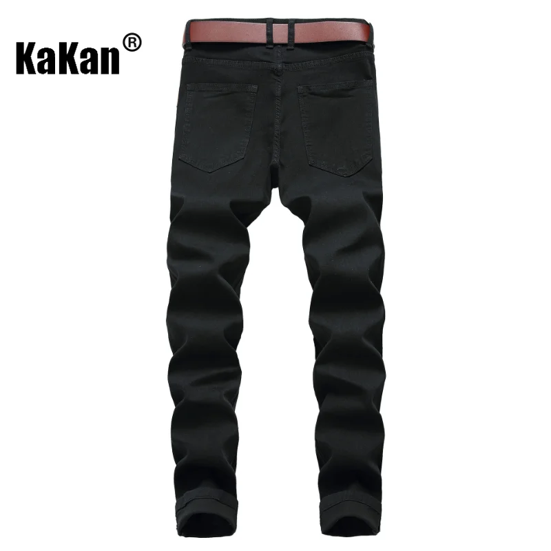 Kakan - European and American New Big Hole Straight Fit Jeans for Men, High Street Trend Stretch Long Jeans K59-111