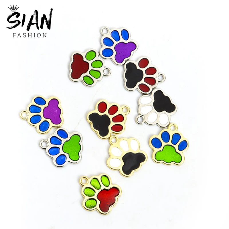 

10pcs/Lot Cute Enamel Dog Feet Cat Paw Charms for Pendant Necklace Keychains Zinc Alloy DIY Jewelry Making Crafts Accessories