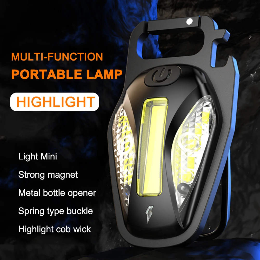 

Mini COB Working Light Portable Pocket Flashlight Type-C Charging Keychain Lights Camping Outside Hiking Lantern for Outdoor