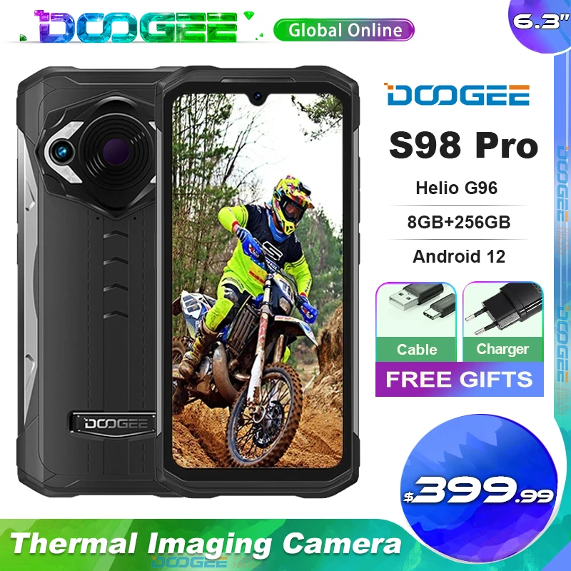 Doogee S98 Pro 6.3 &quotАккумулятор 6000 Ah 8GB + 256 ГБ Мобильный телефон IP68 Водонепроницаемая