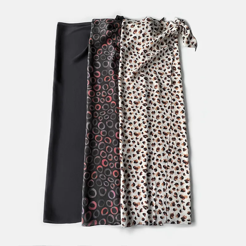 

Новинка лета 2023, женская шелковая юбка с запахом и принтом