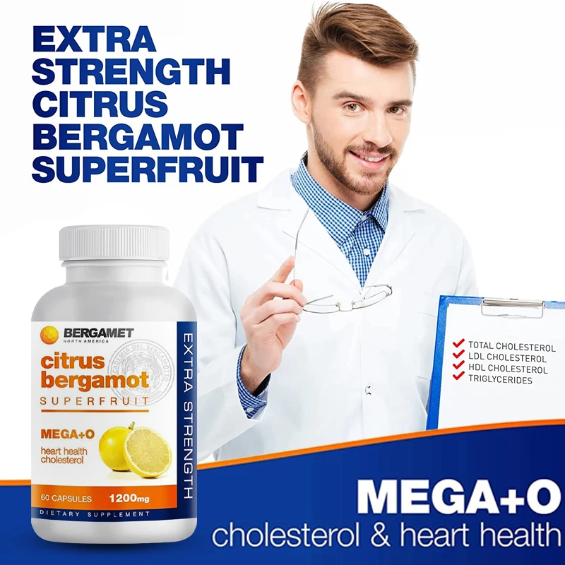 

Citrus Bergamot MEGA+O 40% BPF Softgels - Super Strength Natural Cholesterol & Heart Supplement, Multiple Clinical Studies