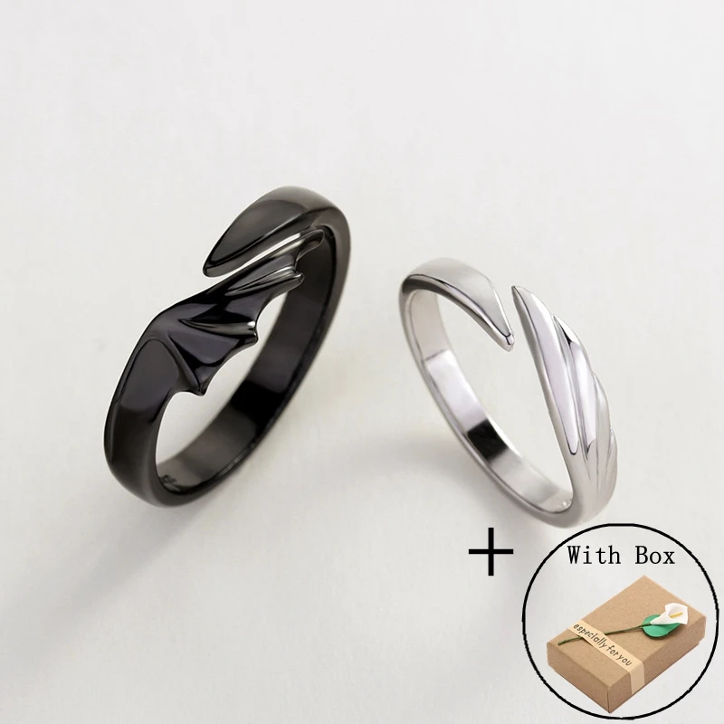 Серебряные кольца в виде ангела и дьявола для влюбленных