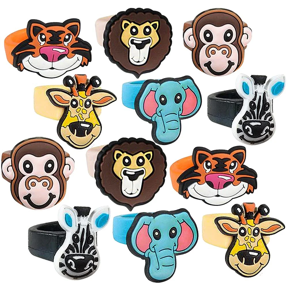 

Animal Rubber Rings for Kids Pack of 12 Adorable Kids Jewelry Skin-Safe Silicon ，Zoo Party Favors Goodie Bag Fillers
