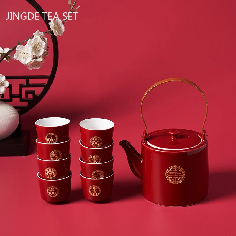 

Чайник Gaiwan, Набор чашек, посуда для напитков, керамический набор, искусственный и красный домашний чай, свадебные подарки, китайский изысканный