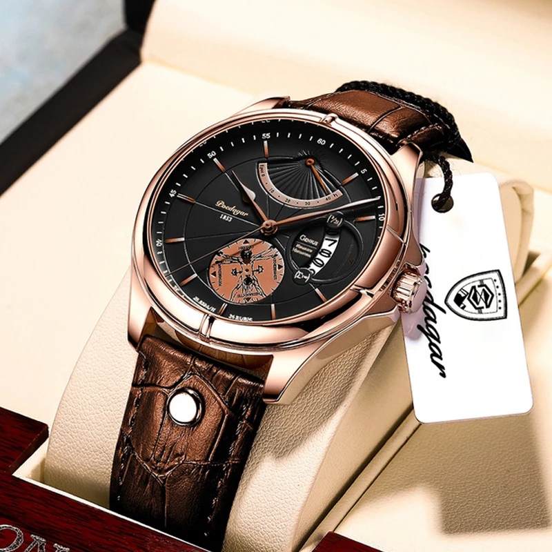 

Мужские водонепроницаемые кварцевые часы с календарем и датой