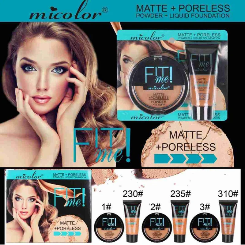 

【MICOLOR】2110 Monochrome Deep Skin Powder Concealer Moisturizing Deep Skin Liquid Foundation African Color Set