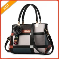 New Casual Women Shoulder Bag Brand Luxury Tote Vintage Messenger bag Stitching Print Women top handle leather bag Designer
