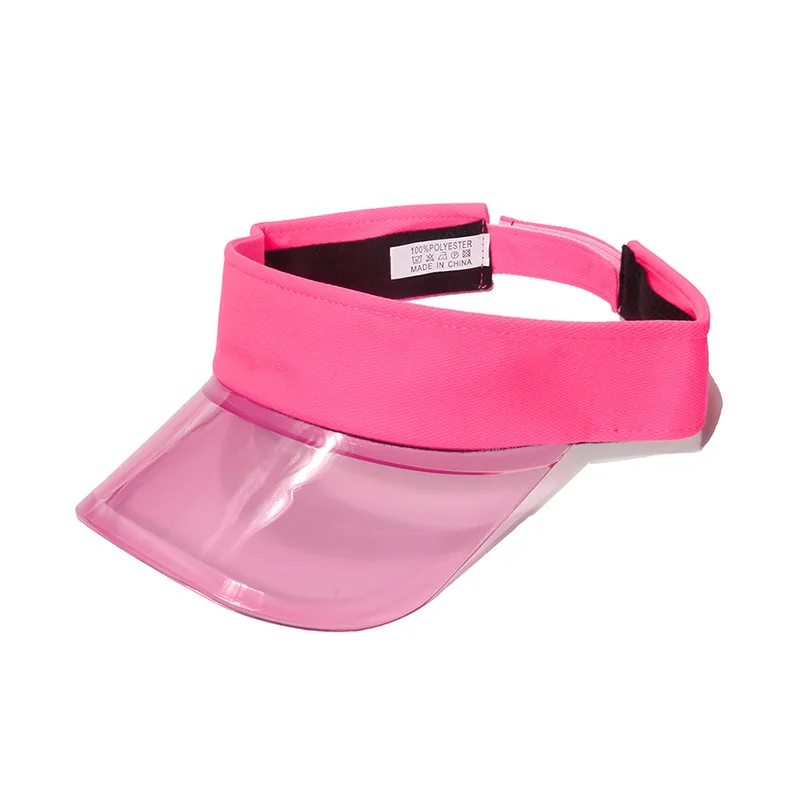 

Y2K Korea Fluorescent Transparent Visor Female PVC Sunshade Sun Hat Summer Outdoor Sports No Top Empty Top Sunscreen Hats Women