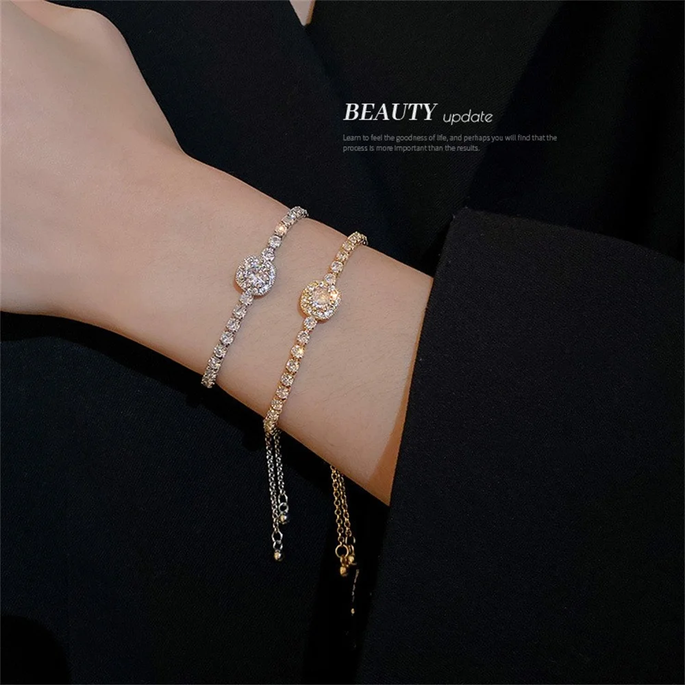 

South Korea East Gate Square Zircon Adjustable Bracelet Women's Simple Light Luxury Bracelet Personality Temperament High Sense