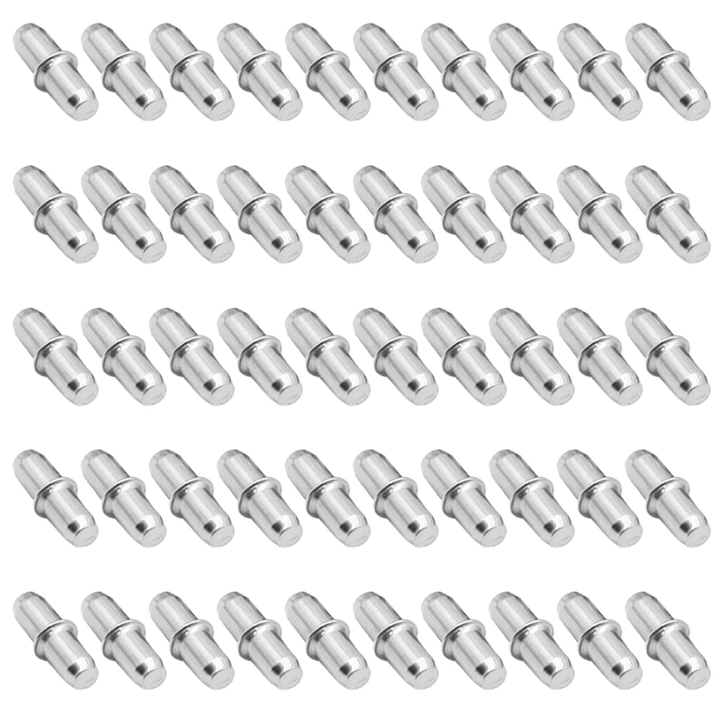 50 Pcs I Shape Metal Support Pegs Shelf Pins Furniture Shelves Fixed Bracket for Closets, Cabinet, Bookshelf Support