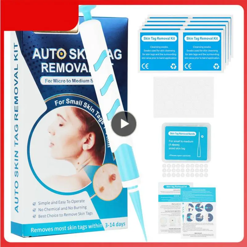 

2 IN 1 Painless Mole Wart Remover Skin Tag Removal Set With Cleansing Swabs Facial Beauty Tool Home Use Auto Skin Tag Remover