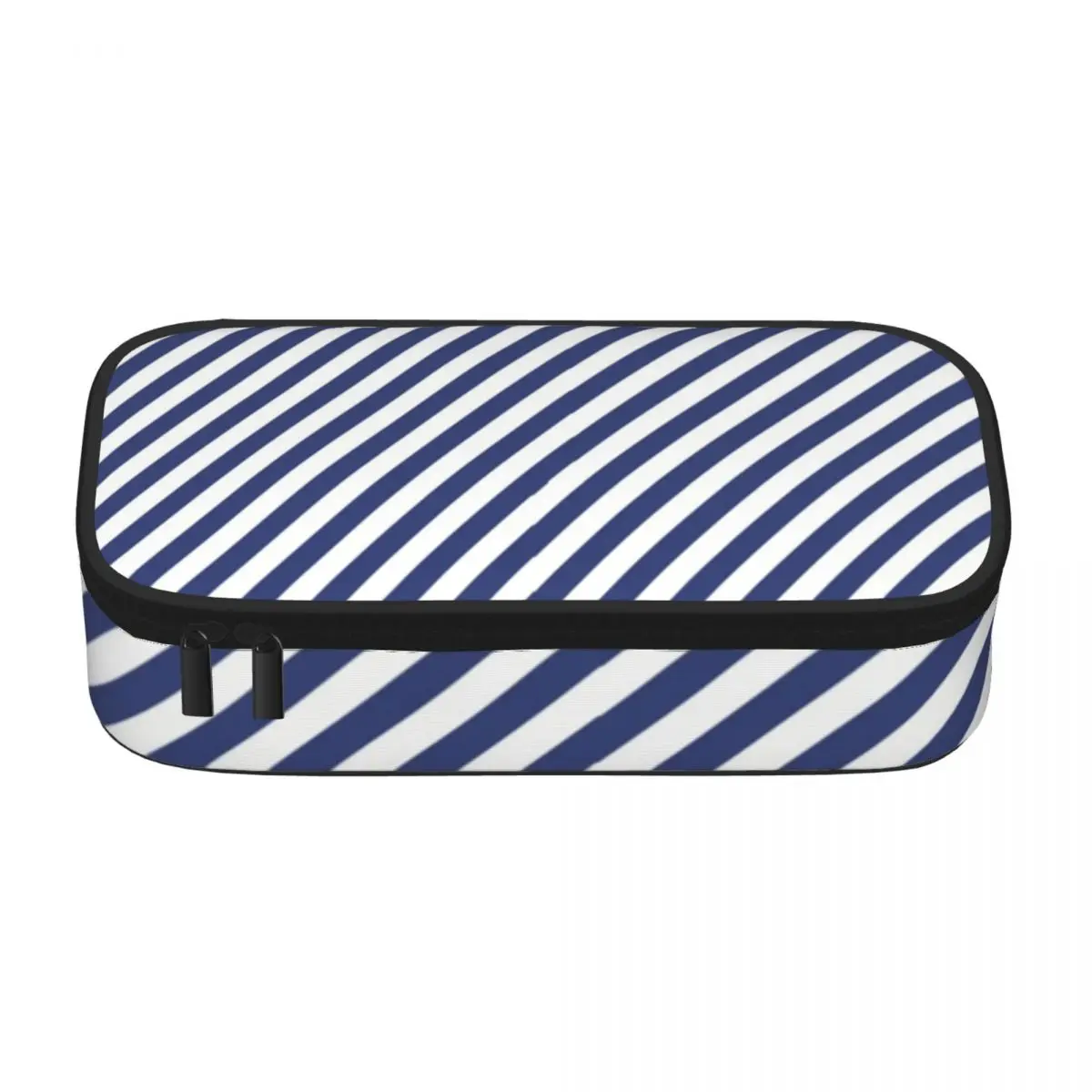 Vintage Nautical Pencil Case Blue Cross Stripes For Teens Stationery Zipper Pencil Box Large Fashion Pen Bags