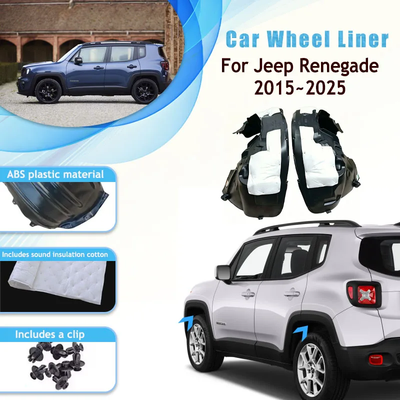 Фото Подкрылок колеса для Jeep Renegade 2015-2025, ABS, левый и правый, декоративные брызговики, боковые панели, элементы декора. №1