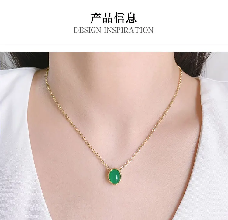 2021 new high quality fashion color stone necklace S925 silver necklace suitable for couple gifts