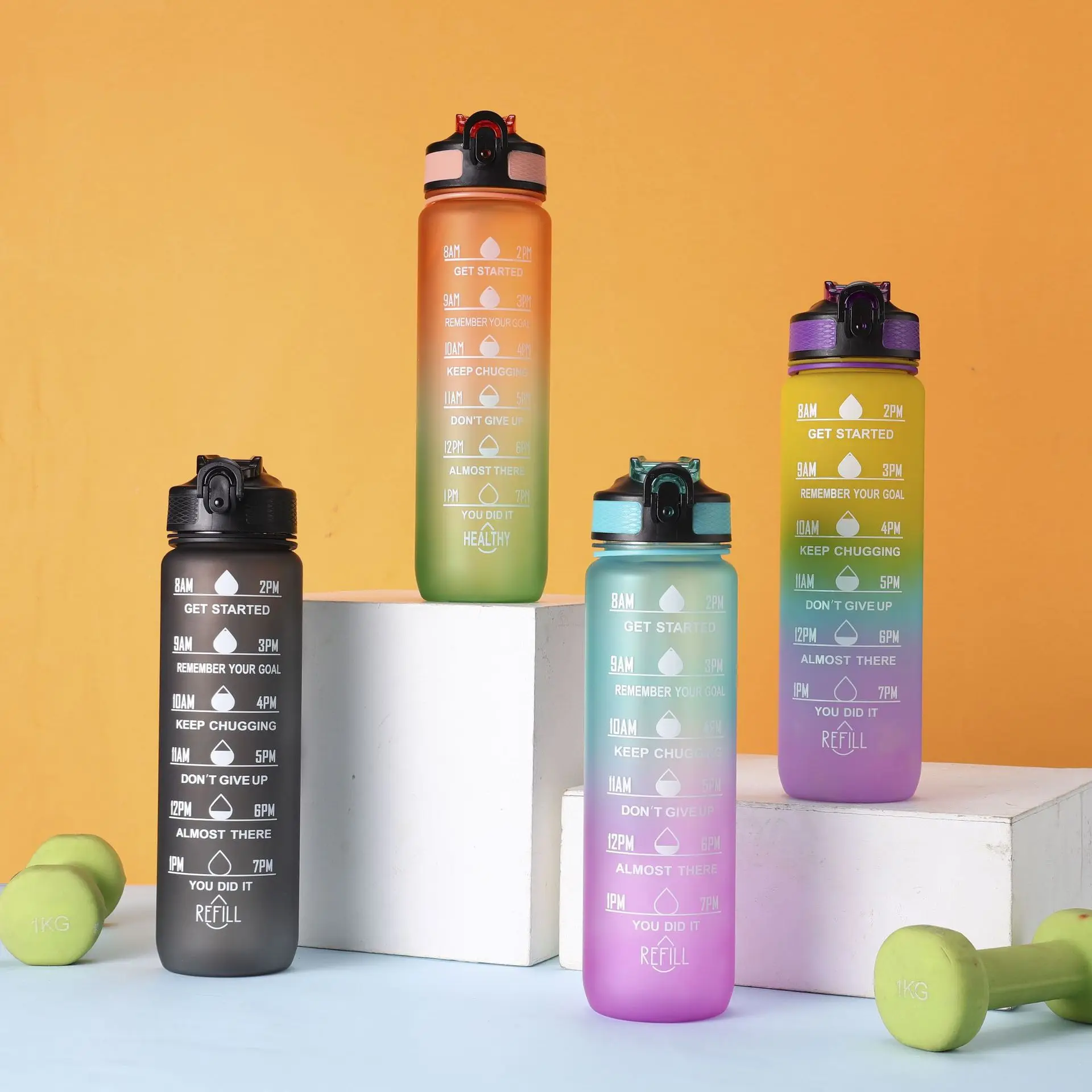 

1 Liter Water Bottle Motivational Sport Water Bottle Leakproof Drinking Bottles Outdoor Travel Gym Fitness Jugs Unique Mug Cup