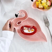 fashion color glazed flamingo plate creative cartoon cup and saucer tea bowl ceramic cup tea tray kettle combination tea set