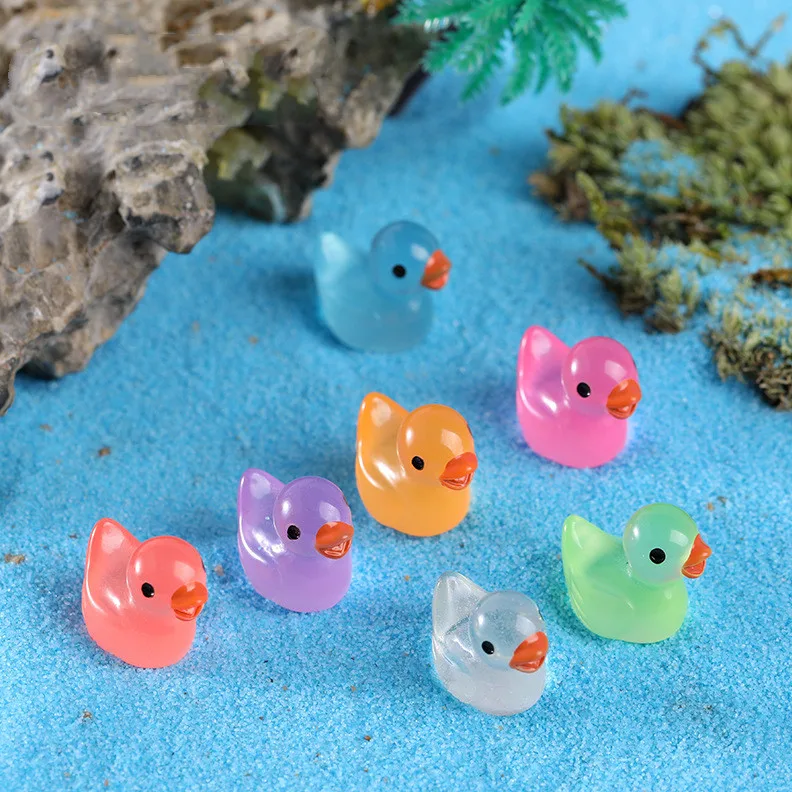 Мини фигурки утки из смолы, флуоресцентные, желтые, 5-20 шт