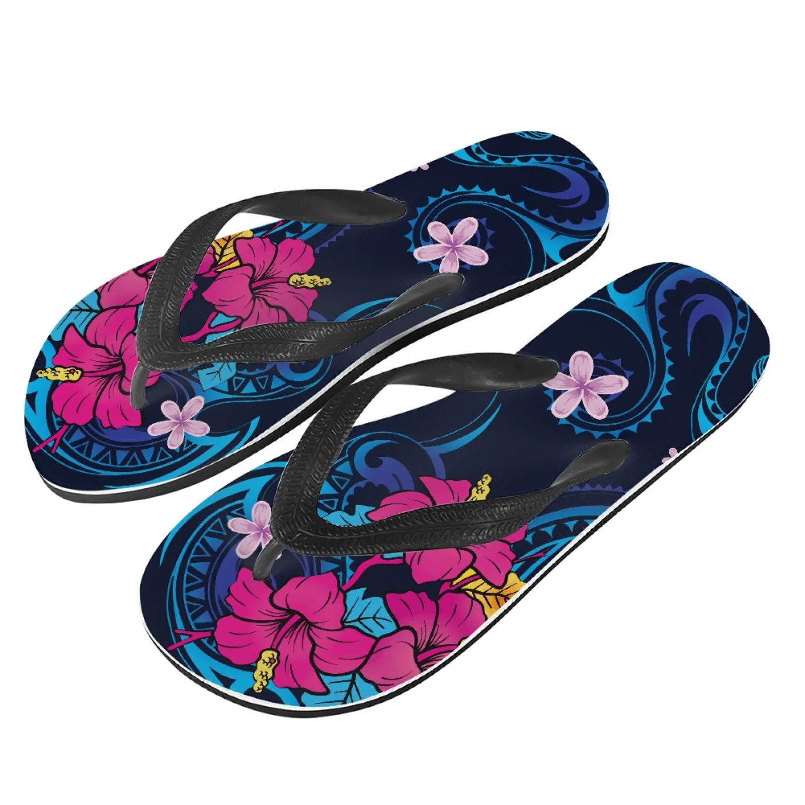 

Шлепанцы женские летние пляжные Нескользящие с принтом тату-Самоа