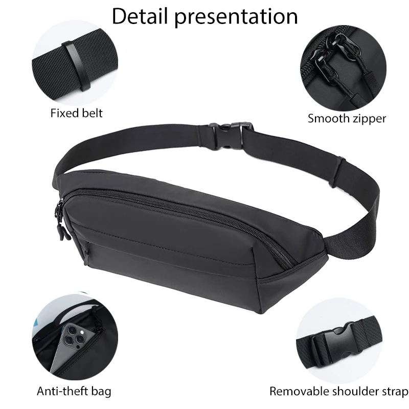 HK Street Fashion Crossbody Bag Men PU Material Chest Bag For Male New All Match Party Bag For Man Casual Men's Waist Pack Bag