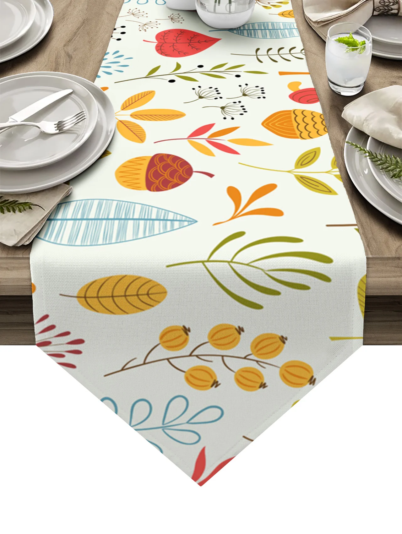 

Colorful Leaves Pine Cones Table Runner Modern Birthday Party Tablecloth Wedding Table Decoration Placemat