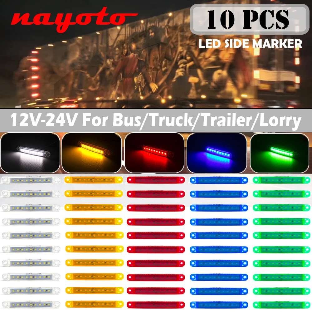 

10pcs 9 LED 12V 24V External Rear Side Marker Light Clearance Warning Tail Light Auto Car Bus Trailer Truck Lorry Indicator Lamp