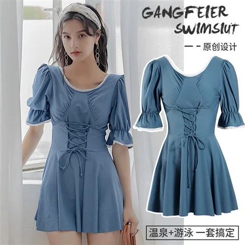 

Honeymoon Swimsuit Female Boxer Ladies One-Piece Skirt Style Student Swimwear