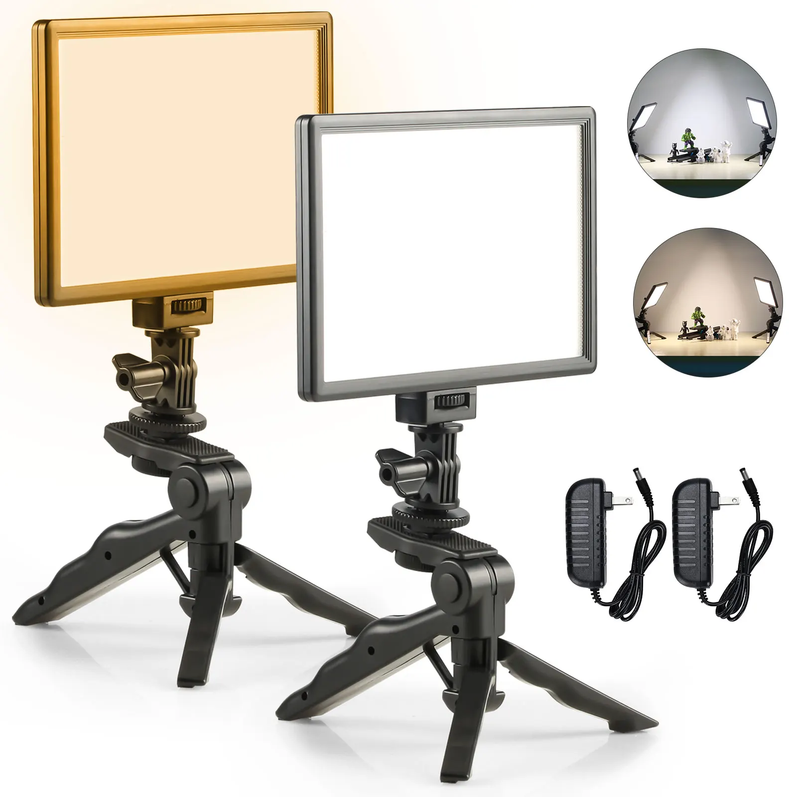 

Viltrox 2 шт. фотография искусственная кожа с двухцветным HD ЖК-дисплеем CRI95 + для DSLR стол фотостудия с штативами