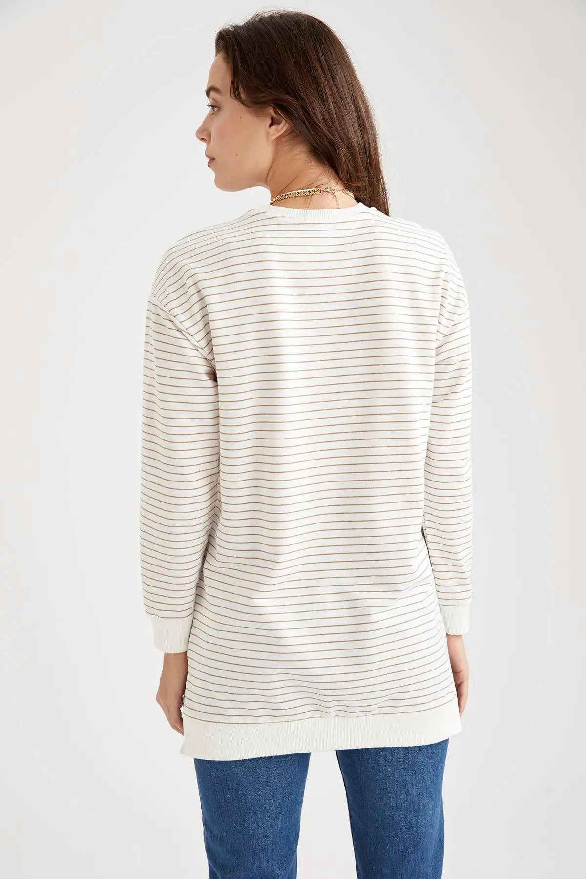 

Modest Relax Fit Striped Knit Tunic Muslim Tunic 2021 Fashion