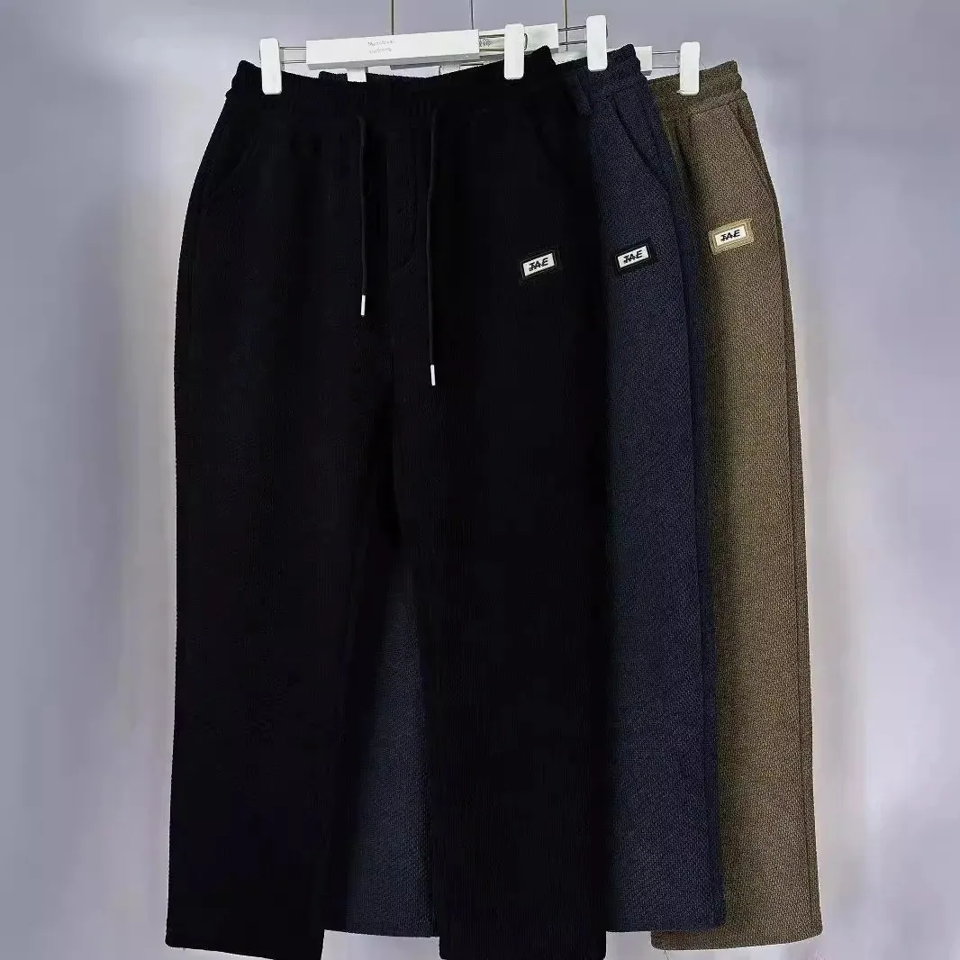 2024 зимние мужские повседневные брюки модные утолщенные прямые на флисовой