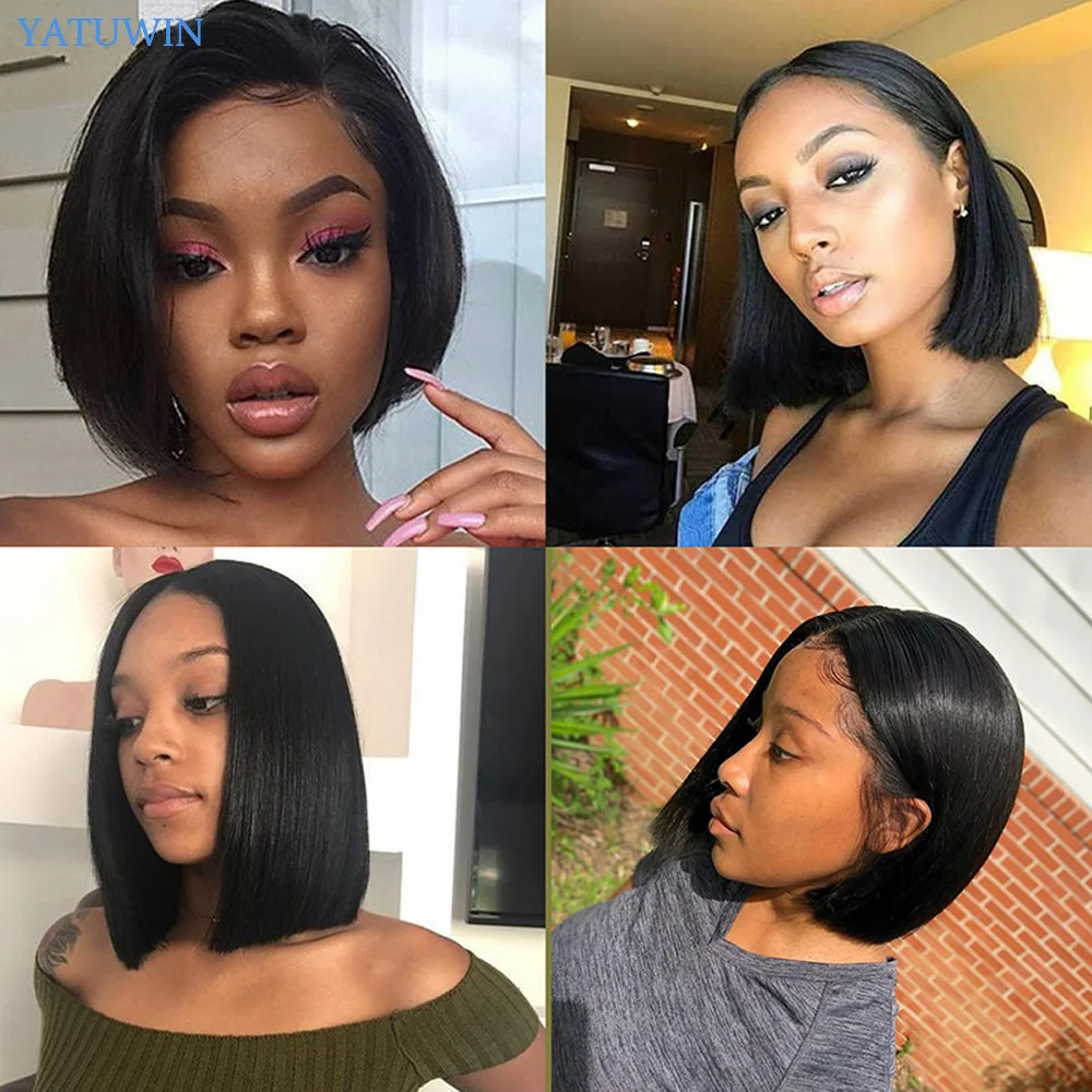 

T Part Bob Lace Wigs Short Bob Wigs Pre Plucked 150% Density Lace Front Wig For Black Women Natural Hairline