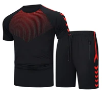plus size tracksuit mens sports suit short sleeved quick drying running suit fitness wear athletic wear