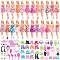new arrive fashion 75 itemslots 15 dolls clothes dresses 10 shoes 10 handbags 40 doll accessories for barbie dressing game